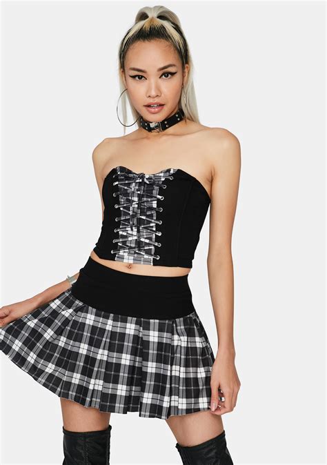 dolls kill black skirt|pleated skirt dolls kill.